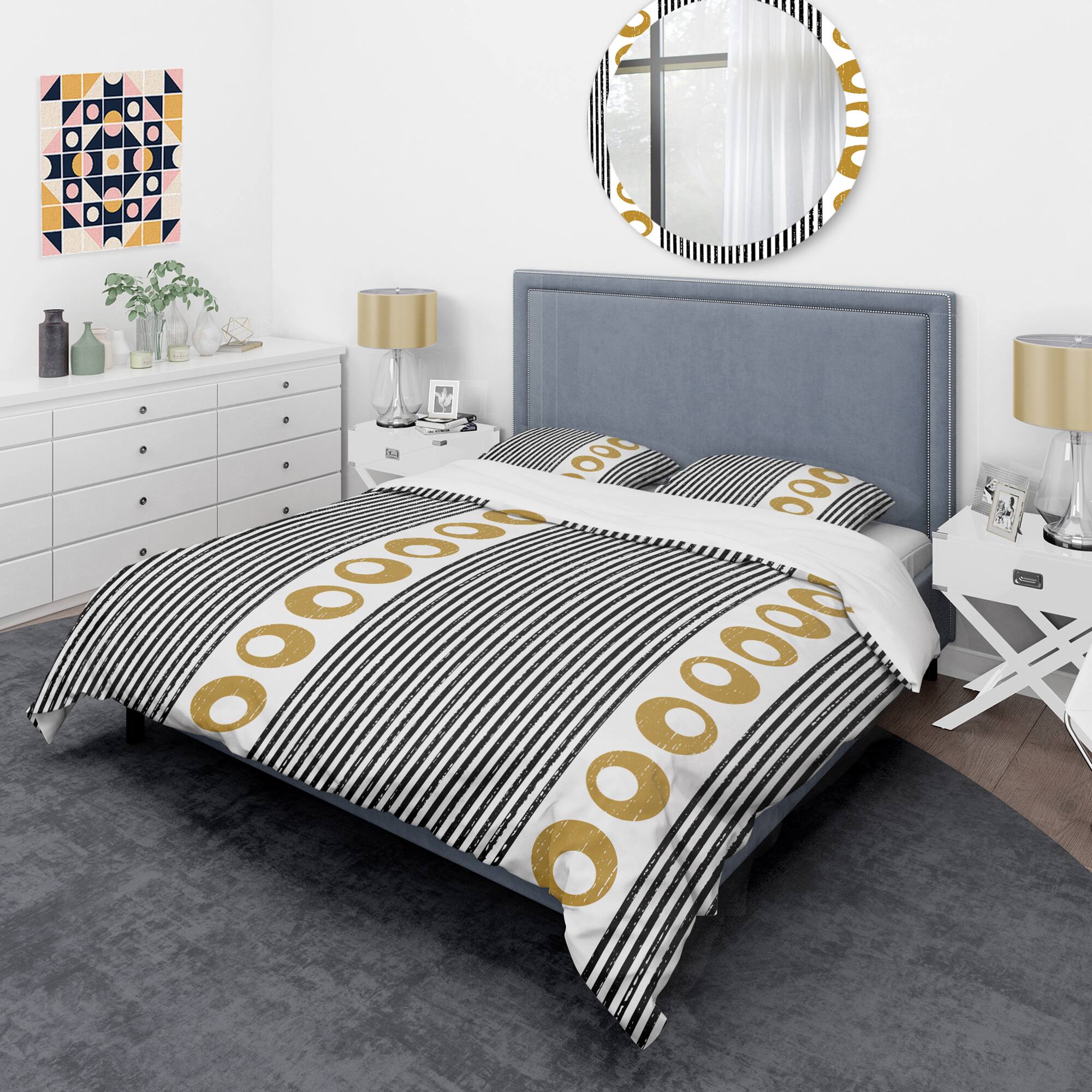 Designart 'Vertical Retro Geometrical Pattern I' Mid-Century Duvet Cover Set